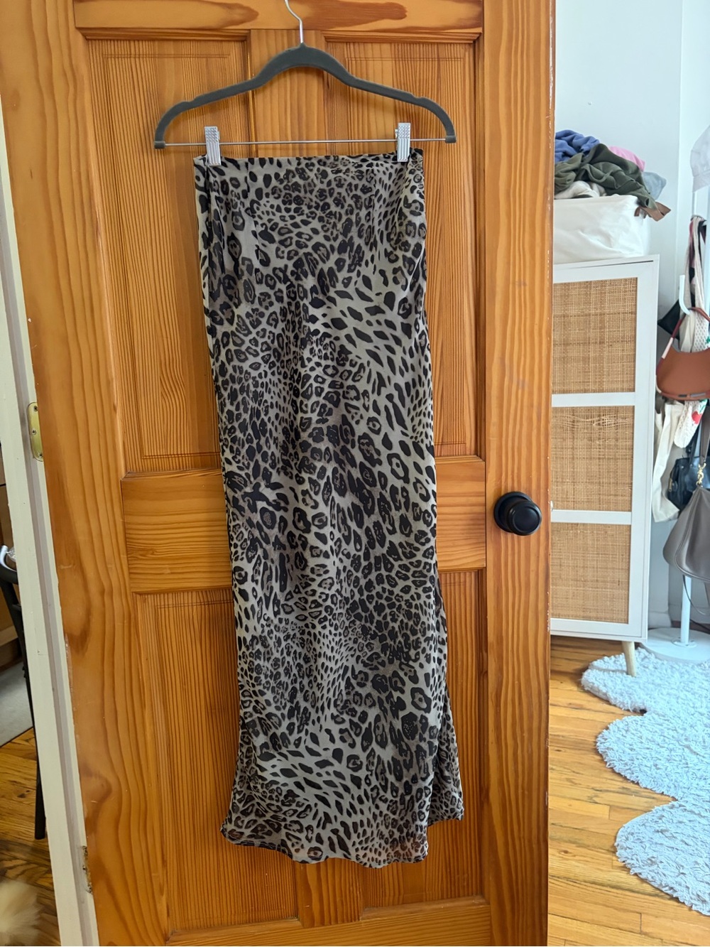 Princess Polly Taupe and Black Leopard-Print Maxi Slip Skirt